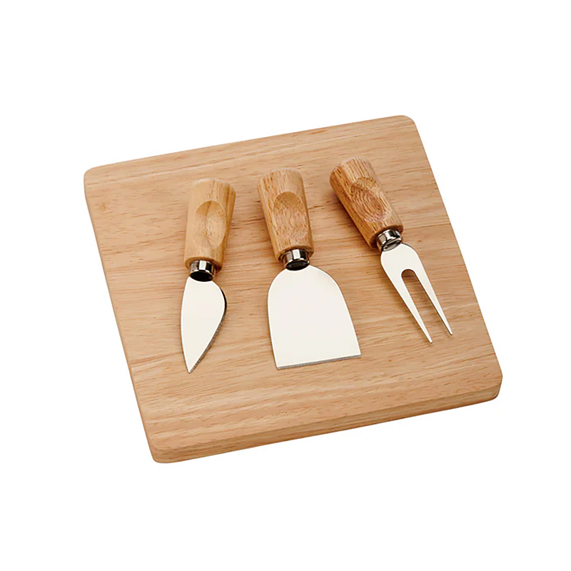 Rubberwood Cheese Cutting Board Set with 3 Tools