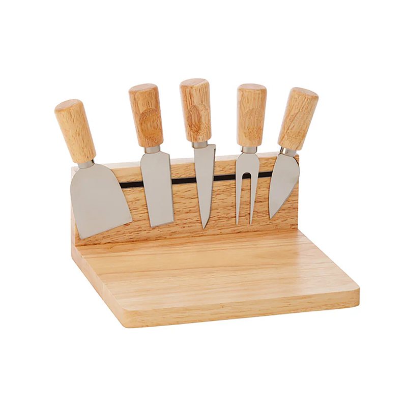 Rubberwood Magnetic Cheese Board Set with 5 Tools