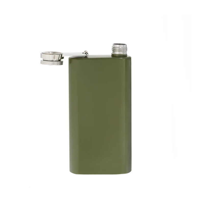 Pocket Flask, 6oz Green Stainless Steel, Bright Finish