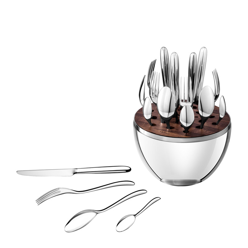 Mood 24pc Set with Storage Capsule, Service for 6 Silverplate