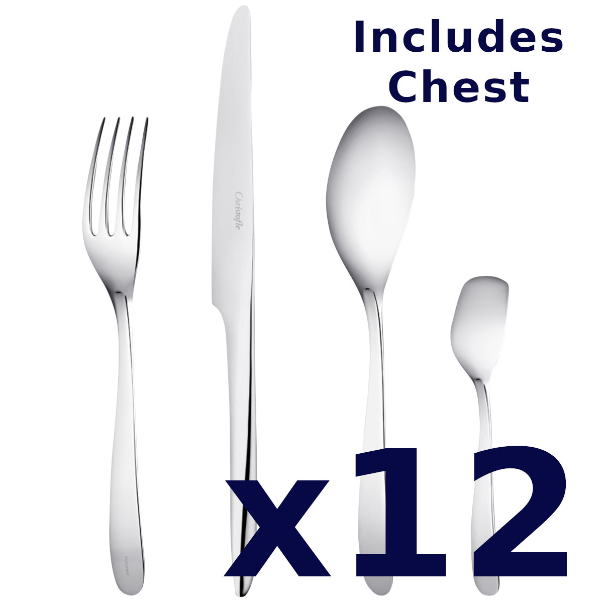 L' ame De Christofle 48pc Set for 12 with Chest