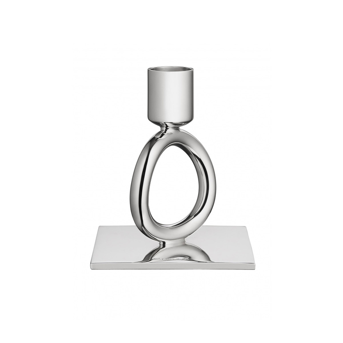 Vertigo Silver-Plated Single-Ring Candlestick Holder, 4 