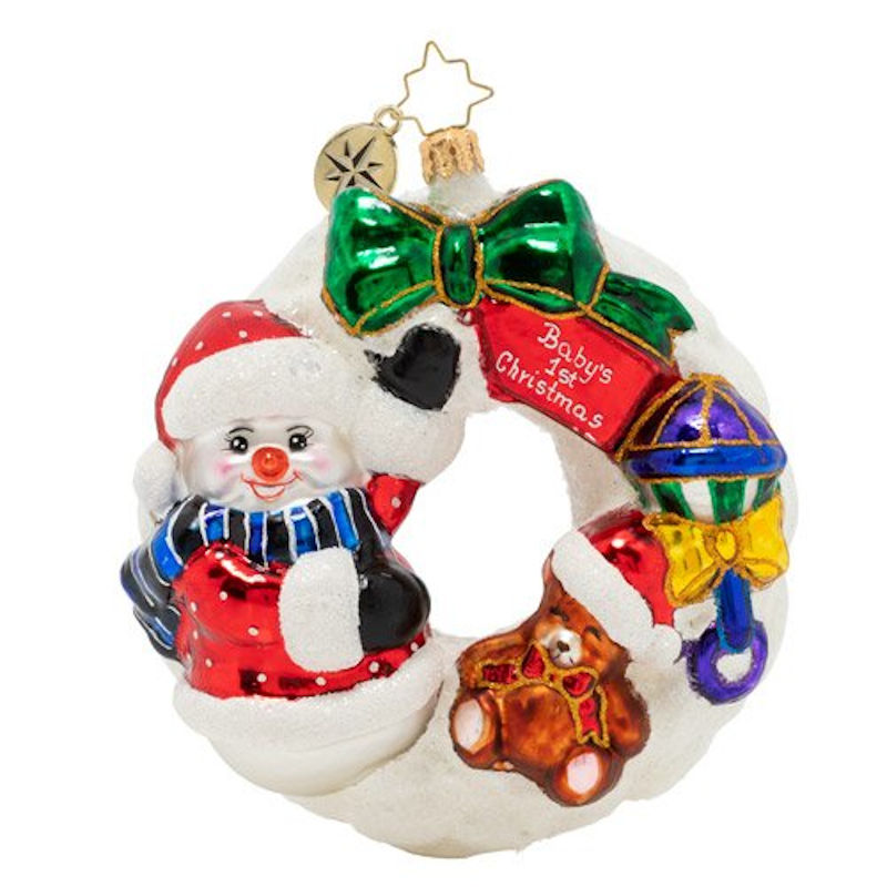 Blown glass baby's hot sale first christmas ornament