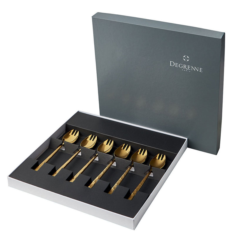 Fuse Gold Hammered 6pc Cocktail Fork Set