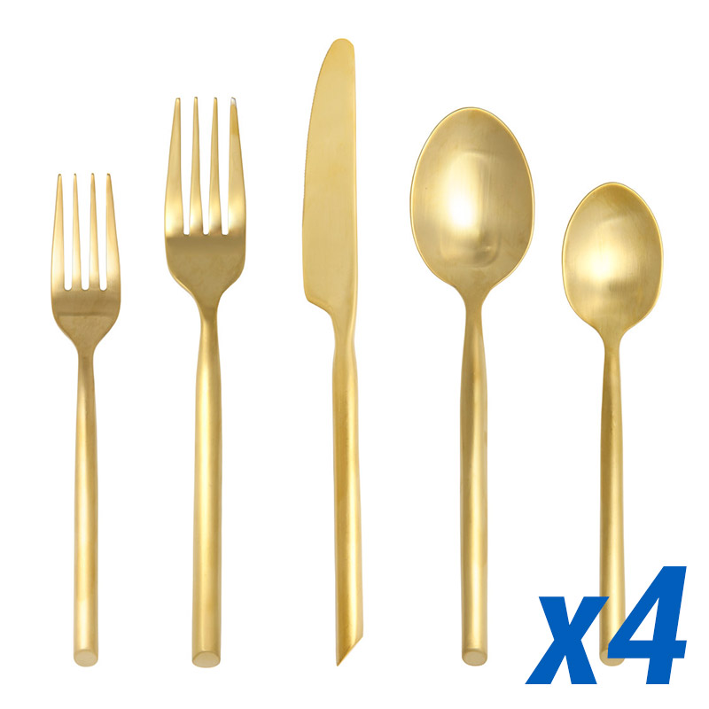 Capri Brushed Gold 20 Piece Service for 4