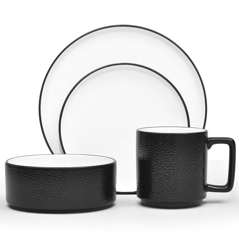 Colortex Stone Black 4pc Place Setting, Stax