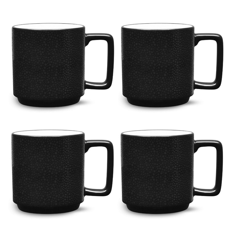 Colortex Stone Black Mug Set of 4, Stax