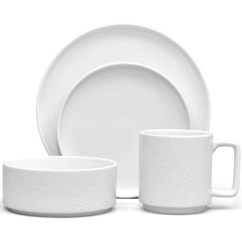 Colortex Stone White 4pc Place Setting, Stax