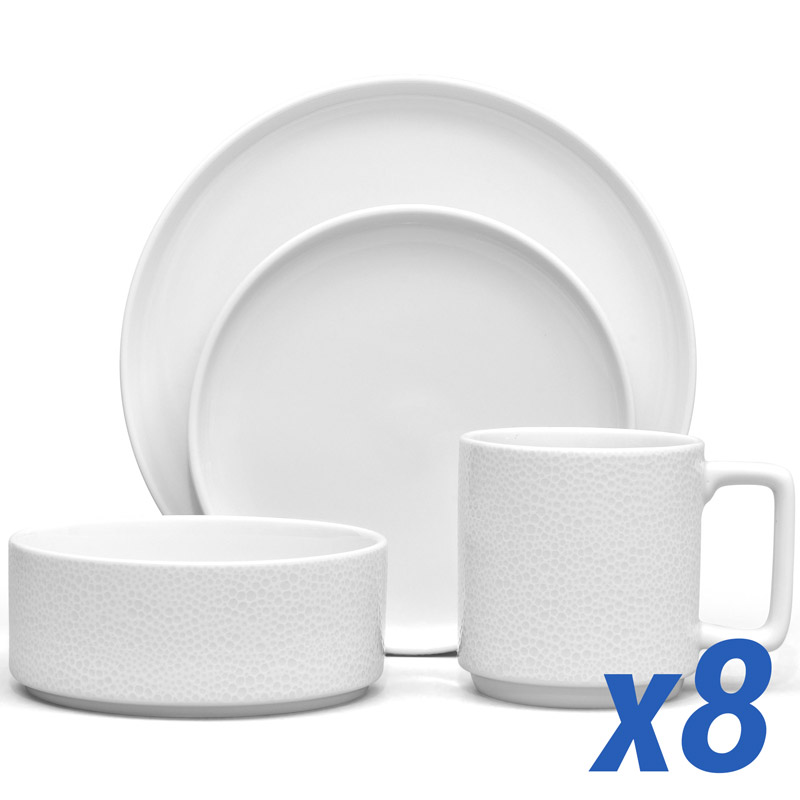 Colortex Stone White 32 Piece Service for 8, Stax