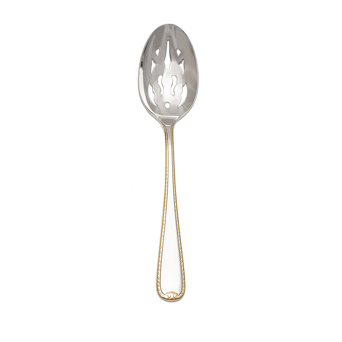 Golden Ribbon Edge Pierced Serving Spoon