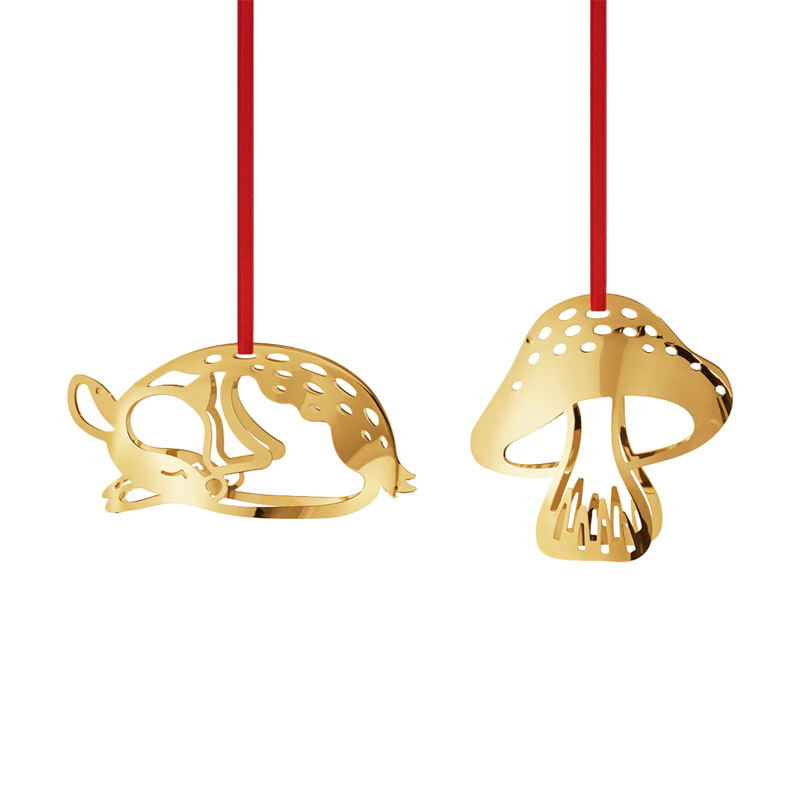 2023 Gold Christmas Deer and Holiday Mushroom