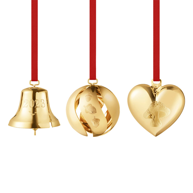 2023 Gold Bell, Ball and Heart Set