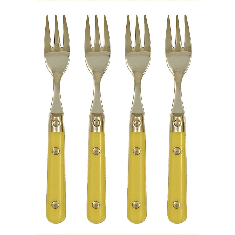 Le Prix Yellow Cocktail Forks, Set of 4