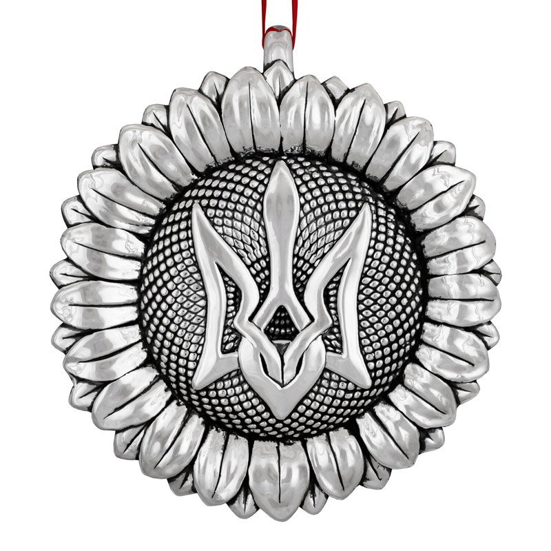 Glory to Ukraine Sunflower Sterling Ornament