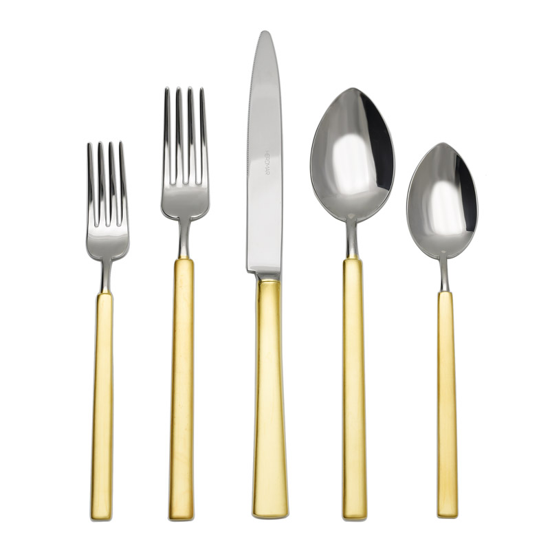 Vintage Gold Matte Handle 5pc Place Setting