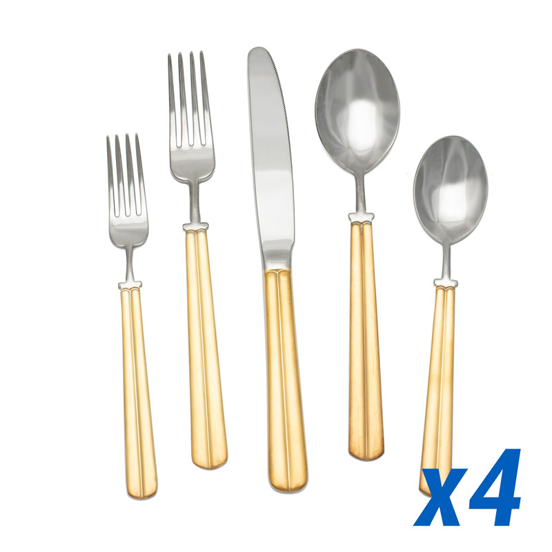 Brooklyn Gold Matte Handle 20pc Service for 4