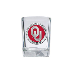 A photo of Square Shot Glass, University of Oklahoma, Color