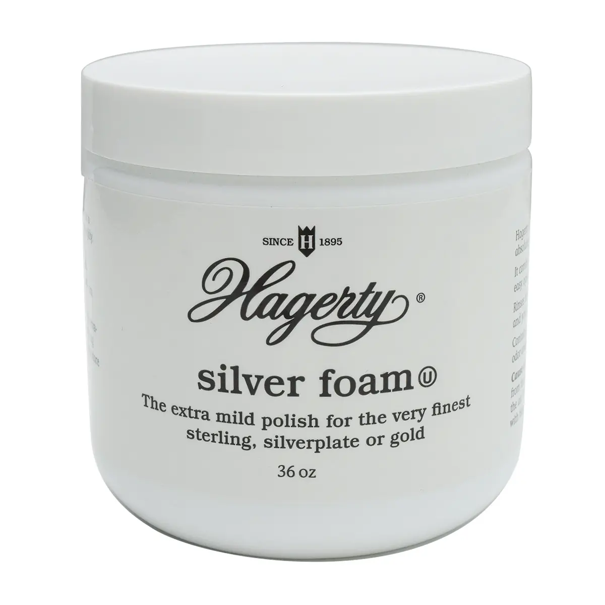 white contianer of silver foam polish