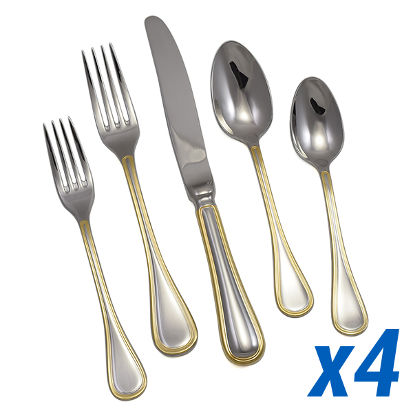 Lyrique Gold Accent 20pc Service for 4