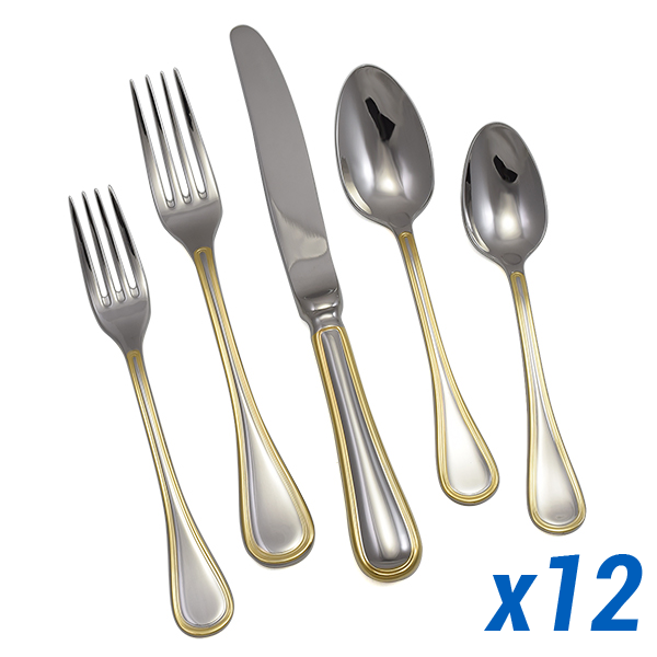 Lyrique Gold Accent 60pc Service for 12