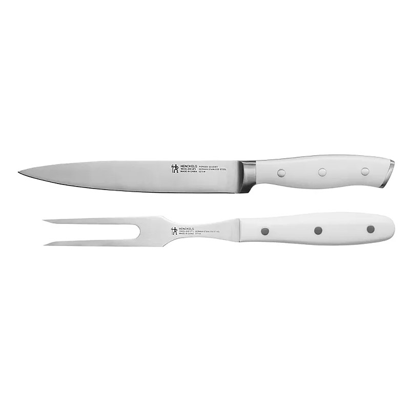 Forged Accent 2pc Carving Set, White Handle