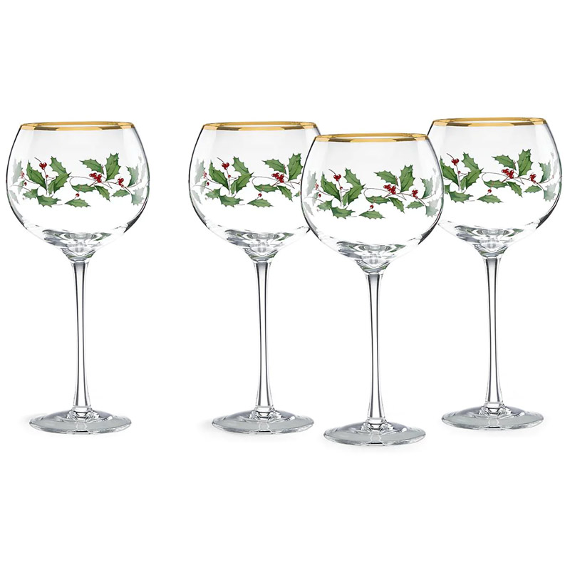 Holiday Balloon Glass, 14oz, Set of 4