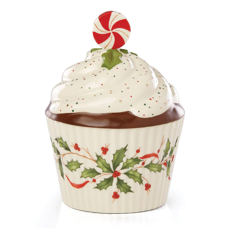 Holiday Cupcake Covered Candy Dish