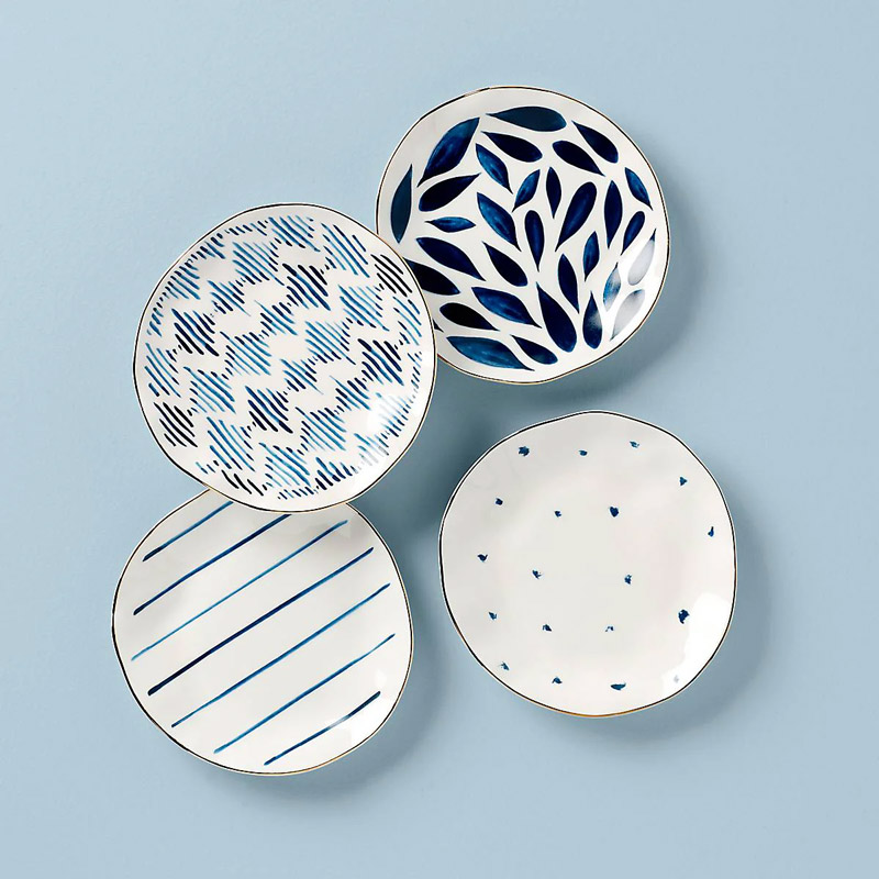 Blue Bay 4 Piece Tidbit Plate Set