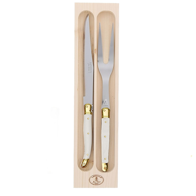 Ivory 2pc Carving Set in Wood Box