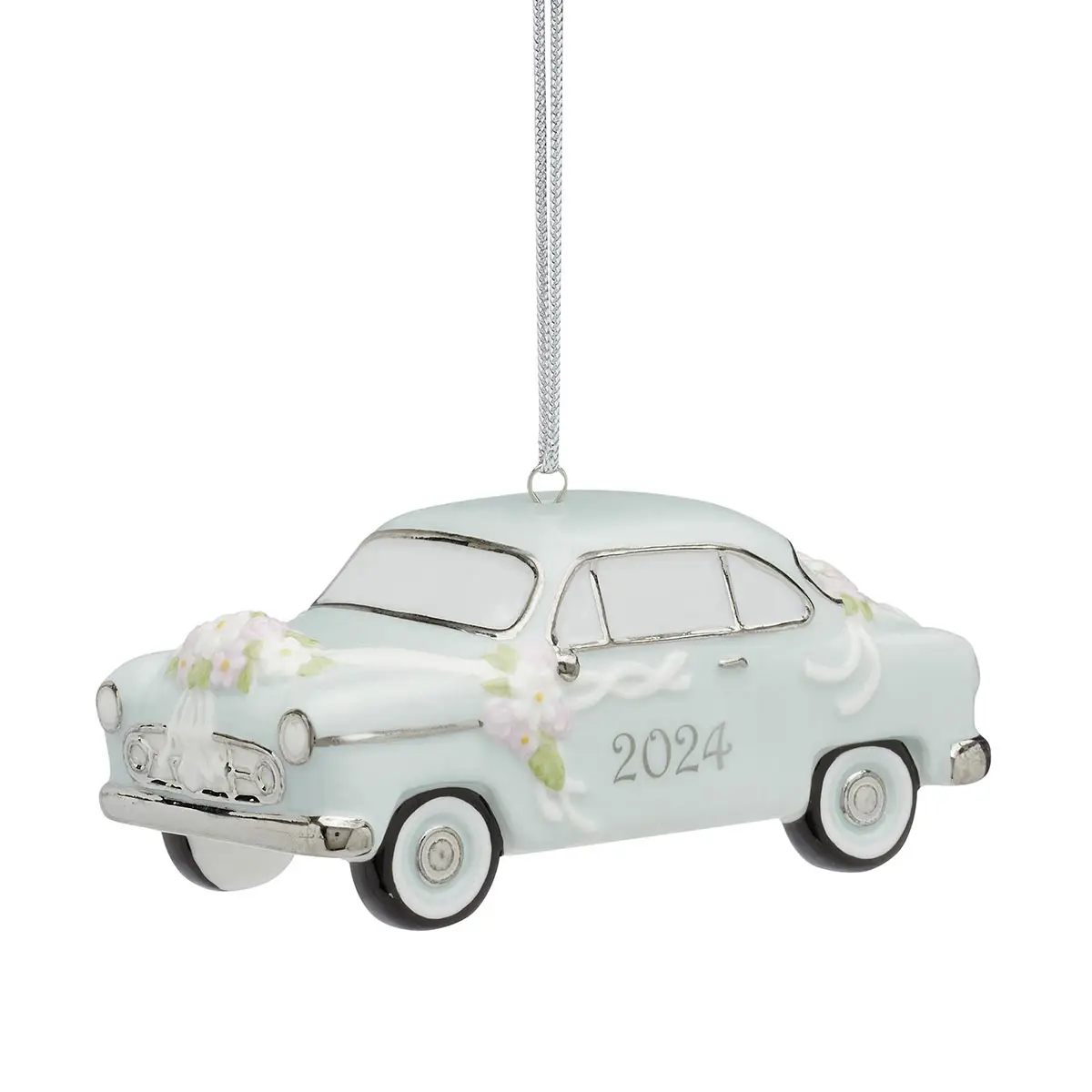 A light blue car christmas ornament adorned 2024