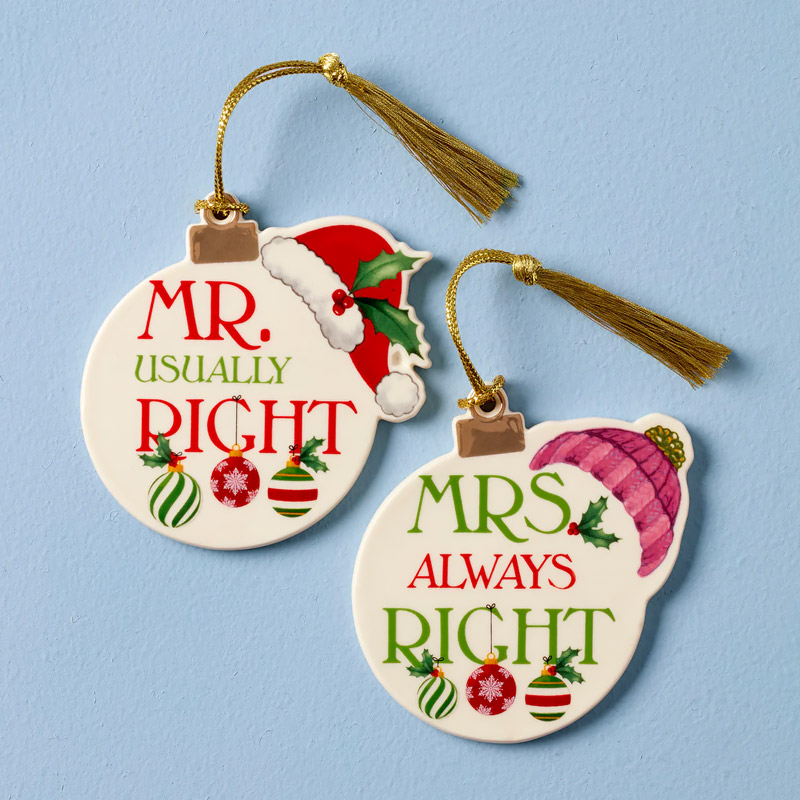 Mr and Mrs Ornament Set