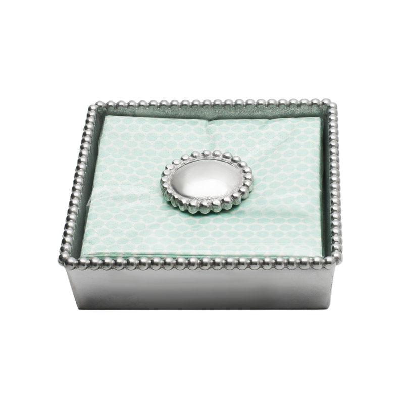 Pearled Napkin Box w/Pearled Napkin Weight