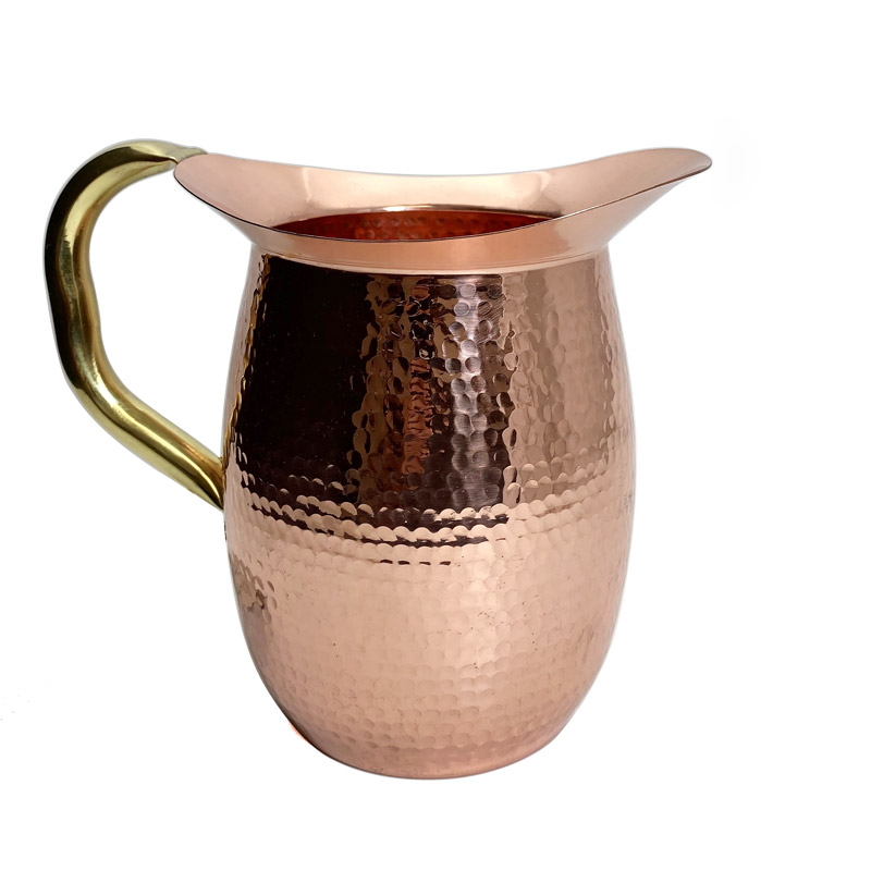 Solid Copper Hammered Water Pitcher