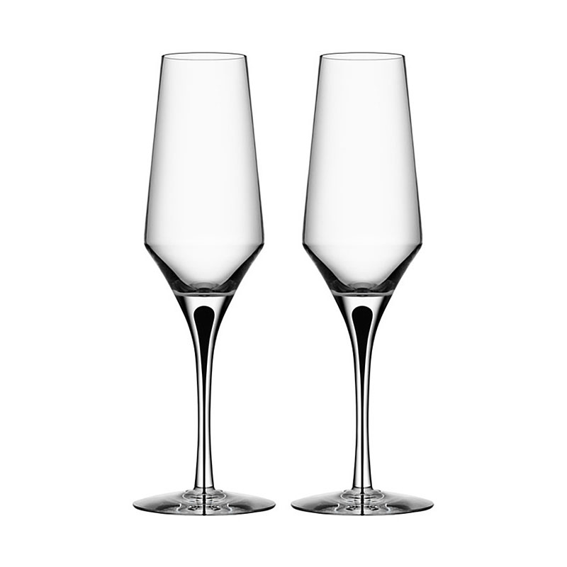 Metropol Black Stem Champagne Flute Pair