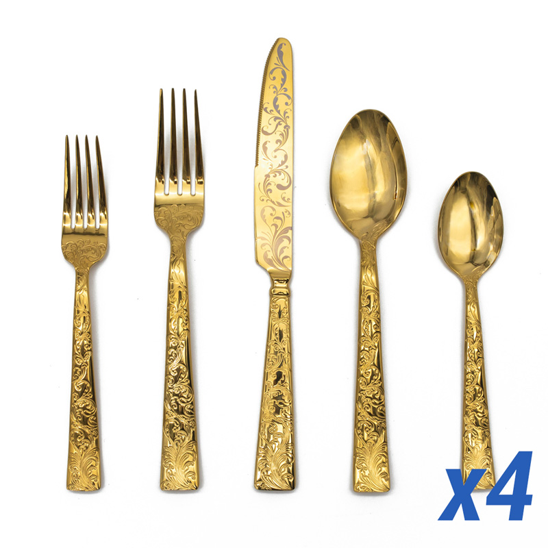 Parisian Garden Gold PVD 20pc Service for 4