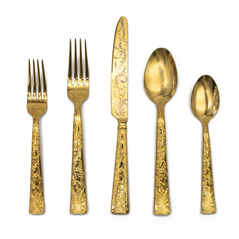 Parisian Garden Gold PVD 5pc Place Setting