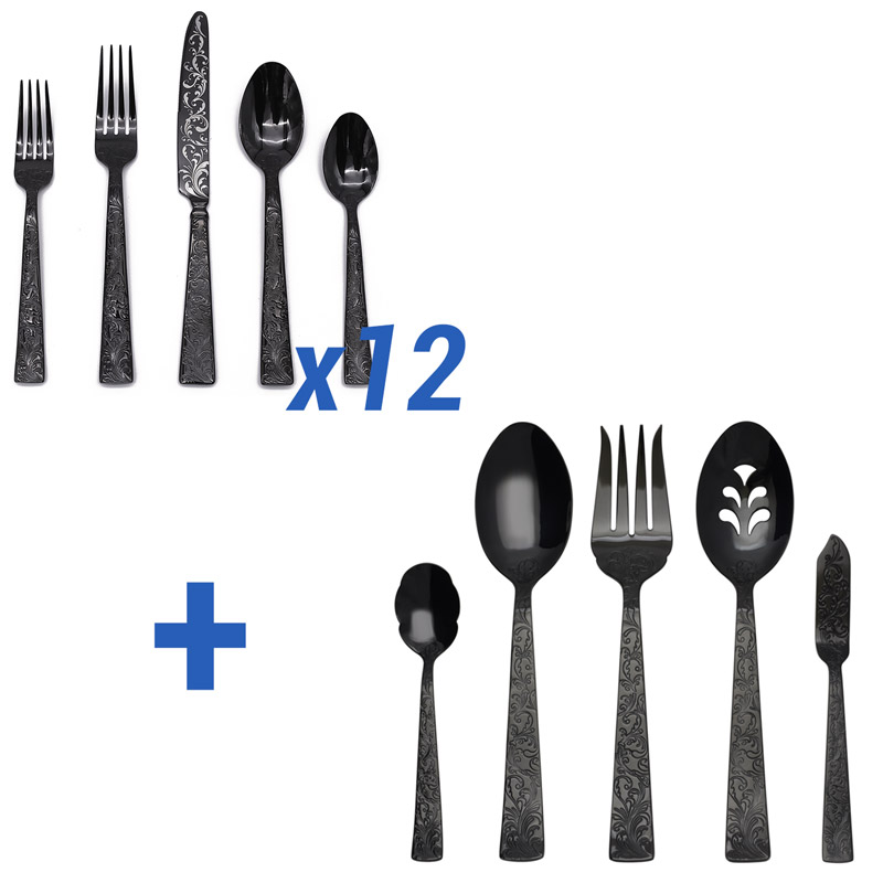 Parisian Garden Black PVD 65pc Service for 12