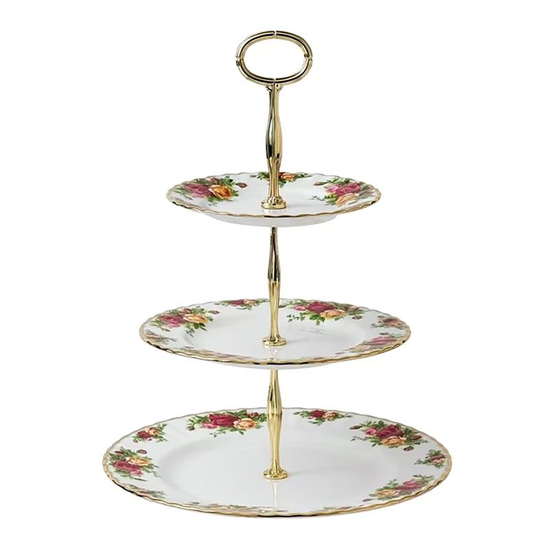 Old Country Roses Cake Stand Three Tier