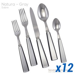 A photo of Natura Grey 62pc Service for 12