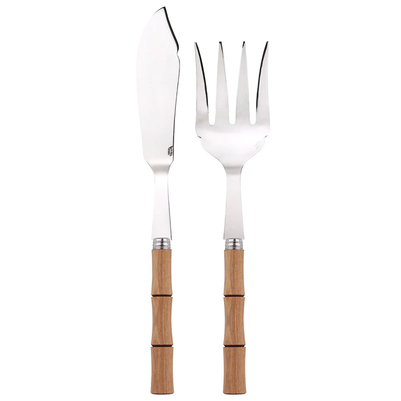 Bamboo Natural Wood 2pc Fish Serving Set