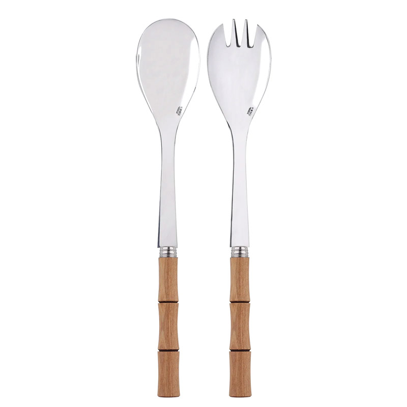 Bamboo Natural Wood 2pc Salad Serving Set