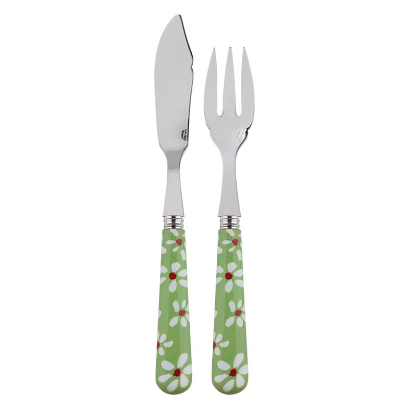 Daisy Garden Green 2pc Fish Set, Place Setting Pieces