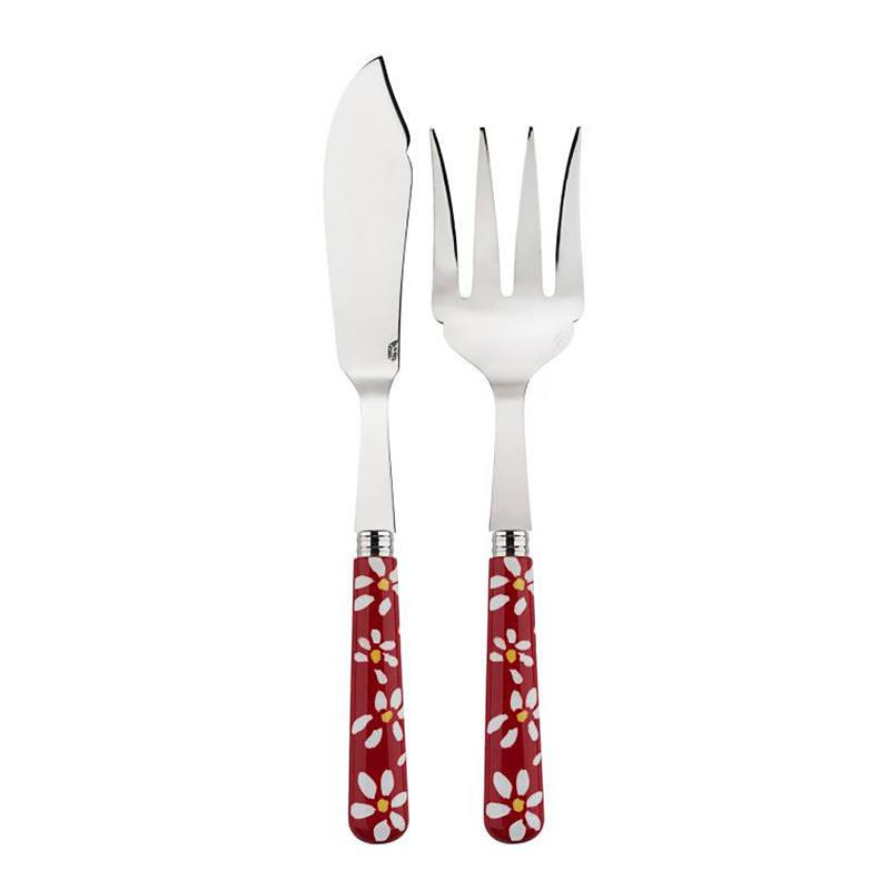 Daisy Red 2pc Fish Serving Set