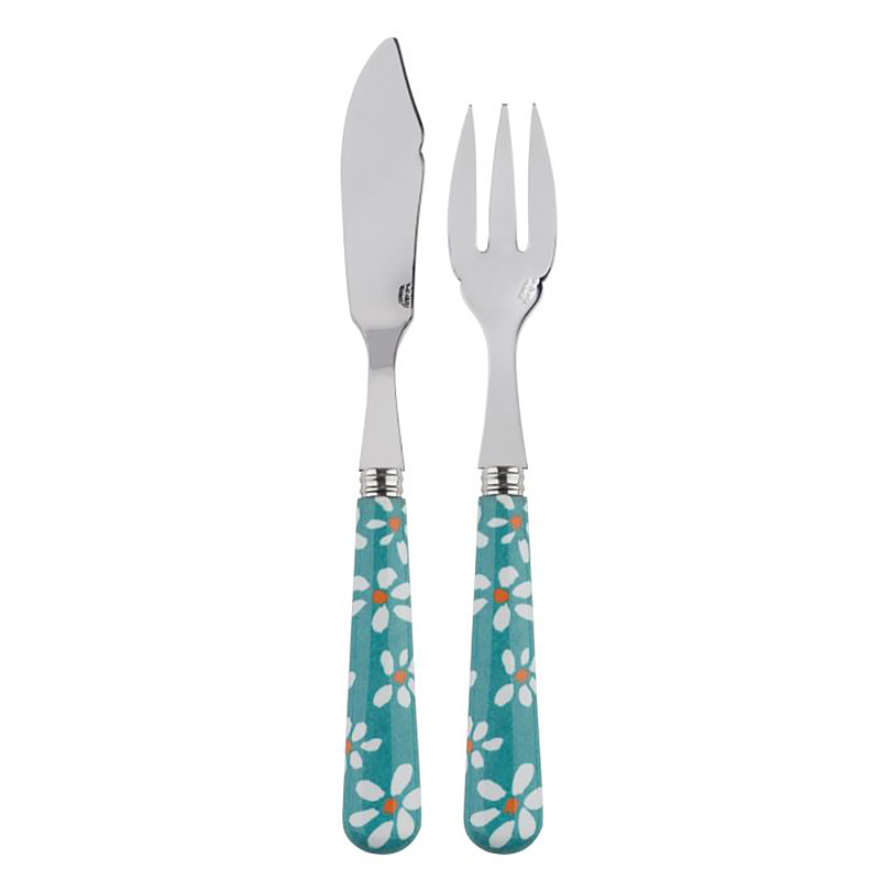 Daisy Turquoise 2pc Fish Set, Place Setting Pieces