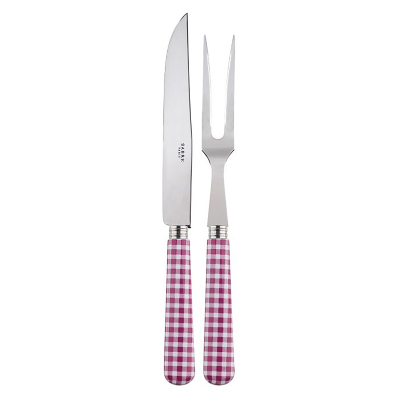 Gingham Fuchsia 2pc Carving Set