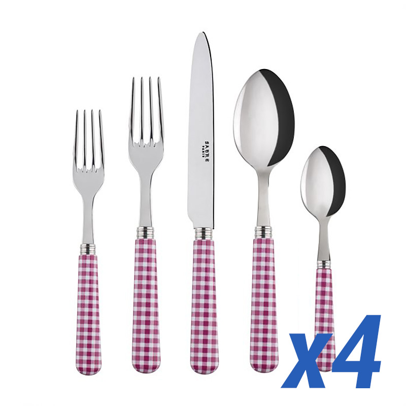 Gingham Fuchsia 20pc Service for 4