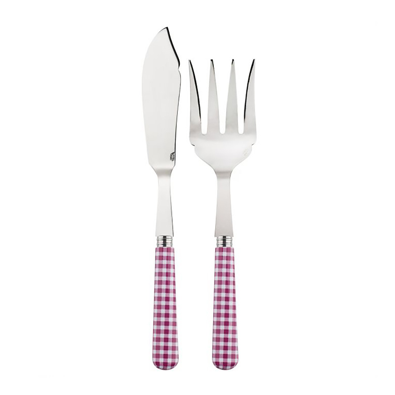 Gingham Fuchsia 2pc Fish Serving Set