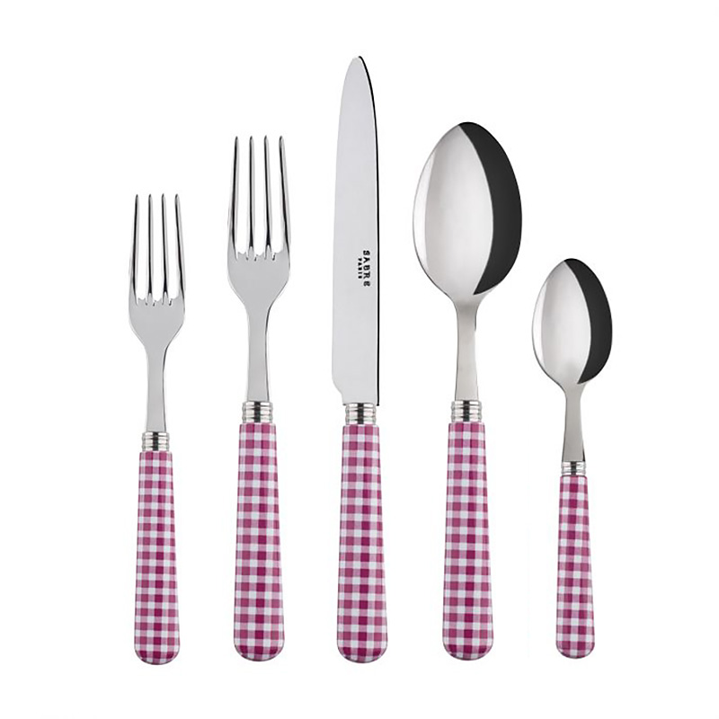 Gingham Fuchsia 5pc Place Setting