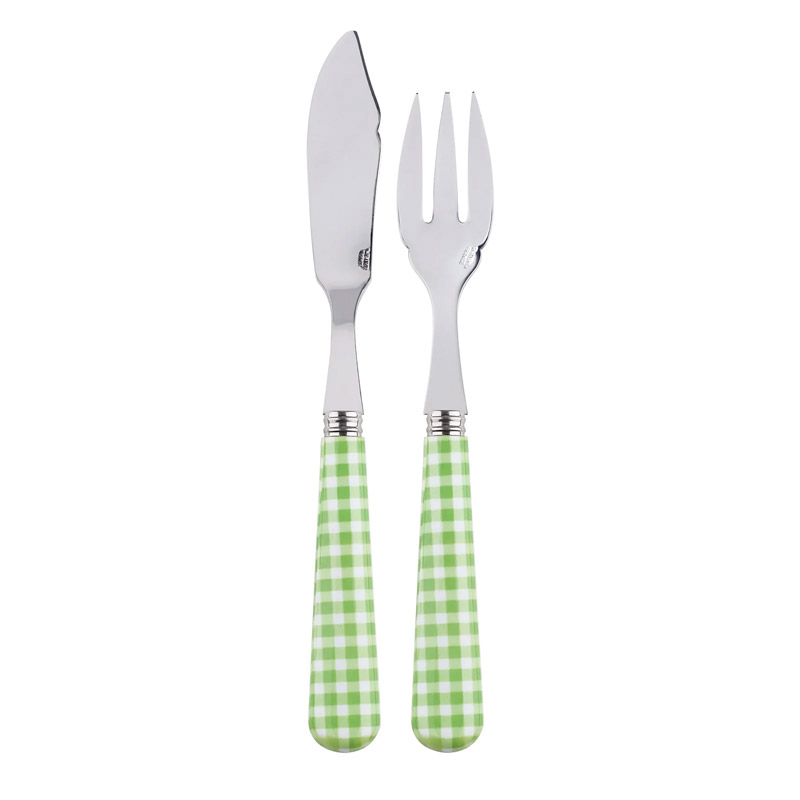 Gingham Garden Green 2pc Fish Set, Place Setting Pieces