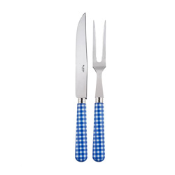 A photo of Gingham Lapis Blue 2pc Carving Set